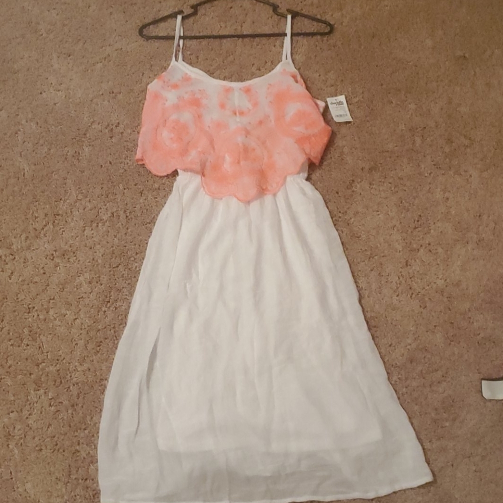 White/Coral Day Dress